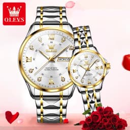 OLEVS Top Original Quartz Couple Watch Roman Scale Diamond Dial Luxury Watch For Men Women Rhombus Strap Waterproof Hand Clock