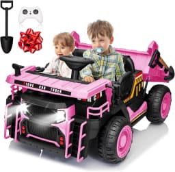 24V Ride on Toys with Remote Control, 2 Seater 400W Ride on Dump Truck, Electric Powered Ride on with Dump Bed, 3 Speeds, Shovel, Blue