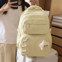 Women Backpack Lightweight Korean Style Nylon Multi-Pocket Travel Daypack Cute