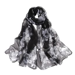 Summer Embroidered Silk Scarf Sun-Resistant Breathable Long Wraps Smooth Chiffon Sunscreen Hijab for Women