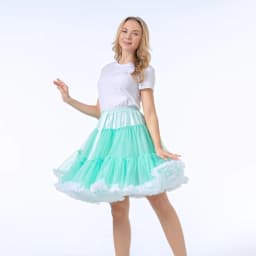 Skirt Length 55cm Women Tutu Skirt Solid Fluffy Tulle Princess Ball Gown Pettiskirt Ladys Ballet Party Performance Dress PP008