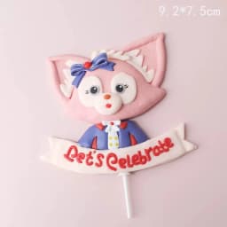Cute Pink Fox Bow flower Rainbow Cake Toppers Girl's Birthday Dessert Decoration for Children's Day Party Supplies Lovely Gifts