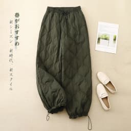 Women Winter Warm Down Cotton Pants Padded Quilted Trousers Elastic Waist Bloomers Solid Color Female Casual Wide Leg Sweatpants