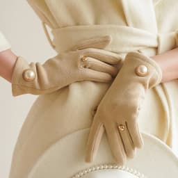 Women Winter Keep Warm Fingertips Clamshell Touch Screen Pearl Gloves Fashion Elegant Retro Luxury Fleece Soft Drive