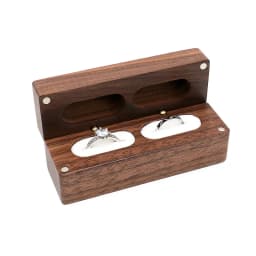 Wood Double Ring Box Free Engraving Name Wedding Ring Engagement Bearer Box Custom Proposal Modern Rustic Wedding Wide Ring Box