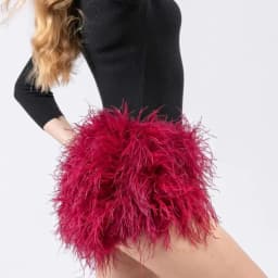 Real Ostrich Feather Fur Short Pants Hot Pants Sex Fashion 23A0409