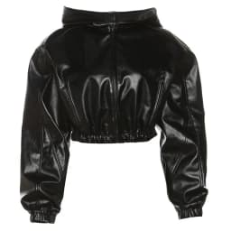 Black Hooded Cool Leather Jacket Spring Autumn Korean Loose-Fit Slim Short Zipper Motorcycle Jacket