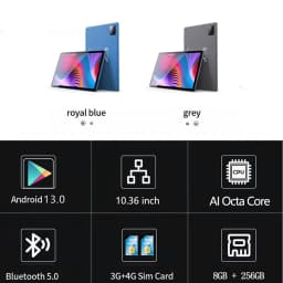 New 10.36 Inch Tablets Octa Core 8GB RAM 256GB ROM 4G LTE 5G Phone Call Dual WiFi GPS 2000x1200 HD Tablet PC
