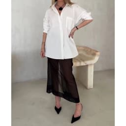 Combhasaki Women Summer Sheer See-through Long Skirt Solid Color High Waist A-line Long Skirts Bikini Cover-ups Beach Streetwear