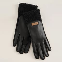 Winter Thickened Fleece Lined PU Leather Suede Gloves Women Outdoor Cycling Drive Windproof Touch Screen Keep Warm Gloves