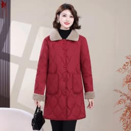 Thickened Fleece Cotton Jacket Coat for Mom Winter New Arrival 2025 Mid-Length Warmth Women's Fashion Outerwear Coat