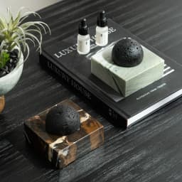 Black Lava Rock Stone Diffuser with Marble Base, Luxury Essential Oil Diffusers for Home Offices Yoga Sauna SPA