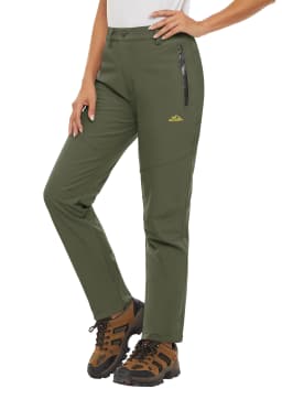 MAGCOMSEN Women's Ski Pants Winter Fleece Lined Waterproof Warm Snow Trekking Hiking Pants Outdoor Trousers Female