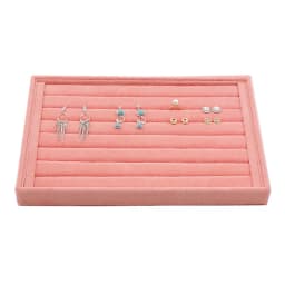 Pink Velvet B/M/S Necklace Earrings Storage Box Showcase Jewellery Stand Holder Ring Jewelry Display Organizer Case Tray Holder