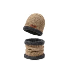 3Pcs Winter Beanie Hat Scarf Gloves Set Fleece Lined Knit Thermal Warm Touch Screen Unisex Windproof Cold Weather Outdoor Set