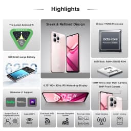 DOOGEE Note58 Pro Smartphone 6.75" HD+ Display Telephon Portable 8GB RAM 256GB ROM 6250mAh Battery Android 15 NFC Mobile Phones