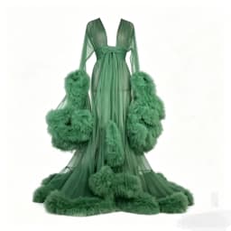 Sexy Feather Perspective Flared Sleeve Trailing Long Dress with Multiple Colors Available Mesh Women's Loose Pregnant Dress