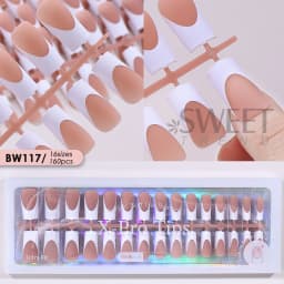 150/160pcs Nude Pinkish Matte Press On Nail Tips Short Square Round Coffin Artificial Fake Nail French Design Frosted Full Cover