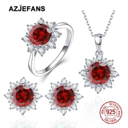 AZJEFANS 925 Sterling Silver Top Quality Snowflake Necklaces Earrings Rings Gifts Fine Jewelry
