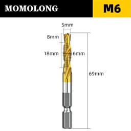M3 M4 M5 M6 M8 M10 Tap Drill Bits 1/4 Hex Shank Machine Hand Taps Titanium Coated HSS Drilling Tap Bits Thread Screw Tools