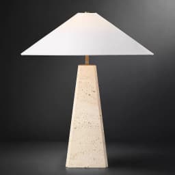 Yellow Travertine Fabric Art Table Lamp Japanese Marble Table Lamp For Living Room Bedroom Bedside Wabi Sabi Stone Desk Lighting
