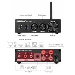 AIYIMA A07 PRO Bluetooth Amplifier TPA3255 QCC304X Stereo 2.0 Channel 300Wx2 Power Digital Amplifier RCA APT-X Home Sound AMP