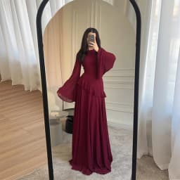 Women Solid Ruffle Chiffon Long Dress Elegant O-Neck Flare Sleeve Slim Maxi Dress 2026 New Lady Wedding Guest Evening Party Robe
