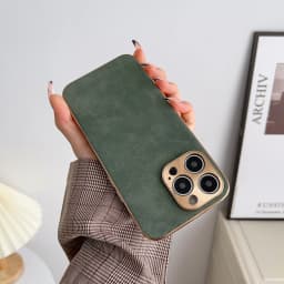 Leather Phone Case For Iphone 13 11 12 14 15 16 17 ProMax Plus Electroplated Frame Lambskin Phone Shell For IPHON 15 16 17Promax