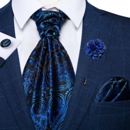 Classic Wedding Ascot Tie For Men Yellow Gold Red Paisley Floral Scarf Neck Tie Brooch Pin Set Cravat Ascot Tie For Banquet