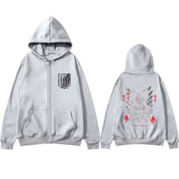 Anime Attack on Titan Levi Ackerman Face Graphic Zipper Hoodie Men Cartoon Manga Merch Zip Up Jacket Men's Oversized Streetwear