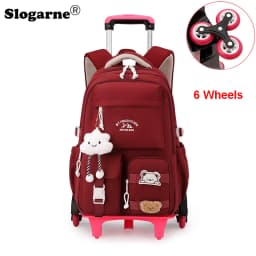 2026 Children Wheeled Backpack Students Schoolbag Rolling Backpacks Bag Kids School Trolley Bookbag Girls School Bag with Wheels
