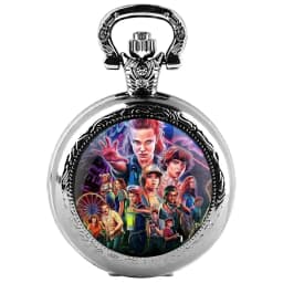 Famous Teleplay Design Personalized Character Set Black Dome Glass Quartz Pocket Watch Men Women Necklace Pendant Clock Gifts
