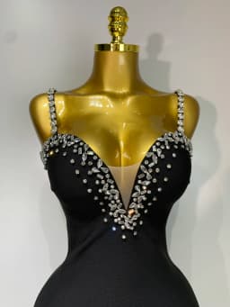 Women Sexy Sling V-neck Black Mini Bodycon Bandage Dress Luxury 2025 Celebrity Evening Club Celebrity Elegant Party Gowns