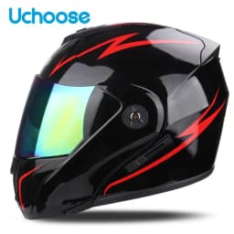 Uchoose Unisex Motorcycle Helmet DOT Certification Double Lens Cross Section Helmet Safety Modular Flip Helm Helmet With Visor