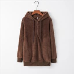 Women Casual Plush Hooded Sweatshirt Half Zip Drawstring Design Long Sleeve Front Kangaroo Pocket Relaxed Winter Pullover