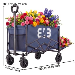 Heavy-duty all-terrain folding cart; foldable, multi-purpose cart suitable for camping, gardening, the beach, and shopping; features a gardening tool rack; sturdy handle design; durable wheels