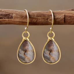 Waterdrop Natural Stone Dangle Labradorite Earrings for Women Newly Designed Female Daily Wear Wholesale Dropshiping