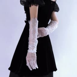 55cm Black Lace Floral Thin Sheer Long Gloves Lolita Cosplay Bridal Wedding Lady Elegant sexy Evening Party NightClub Accessorie
