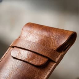 Cowhide Pen Case Holder Handmade Fountain Multi Pens Pouch Vegetable tanned leather Simple Pen Protective Sleeve Cover