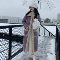 Suede Lamb Fur Coat for Women's Winter Thickened and Fur 2023 New High Grade Long Thickened Loose Warm Fur Jacket Female Purple