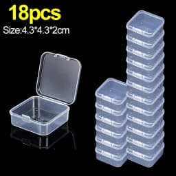 6/24PCS Mini Flip Cover Storage Box Transparent Square Plastic Boxes Pill Packaging Carrying Cease Jewelry Organizer Dustproof