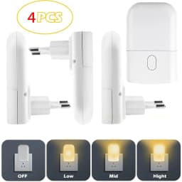 1/2/4pcs LED Night Light, Adjustable Brightness Warm White Mini Night Light with Auto On/Off, Wall-Mounted Plug-In