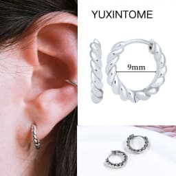 Pave Micro Crystal North Star Hoop Earrings Punk 925 Sterling Silver Ear Needle Twist Gold Earrings For Women Minimalist Jewelry