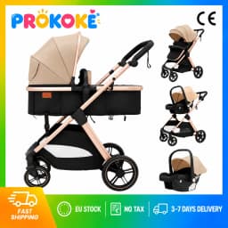 Newborn Baby Stroller Pram Lightweight Foldable Compact Reversible Travel Stroller High Landscape Four Wheel Buggy Large Storage Basket One Foot Brake Breathable Canopy Aluminum Frame Easy Push Easy Fold for Infant Toddler Daily Use and Travel
