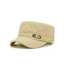 Washed Denim Flat Top Military Cap for Men, Vintage Distressed Sun Hat, Outdoor Casual Baseball Cap for All Seasons