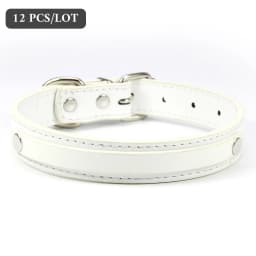 12 PCS Wholesale Plain PU Leather DIY Name ID Dog Collar Custom Letters Charms Puppy Cat Neck Strap Collars for Small Medium Dog