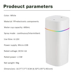 Portable USB Cool Mist Nano Sprayer 600ml Aroma Oil Diffuser for Home Car Electric Air Humidifier Mist Maker Light Aromatherapy