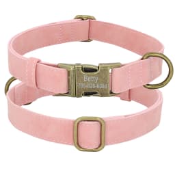 Personalized Anti-lost Dog Collar Custom Dog ID Tag Collars Soft PU Leather Pet Collars Free Engraved Metal Buckle For Bulldog