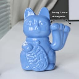 5.9 Inch Ceramic Lucky Cat Waving Arm Maneki Neko Beckoning Cat for Fortune Luck Wealth Prosperity Decoration Fengshui Ornament