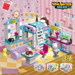 194PCS City Building Blocks Sets Kits Friends House Bedroom Kitchen Model 3 IN 1 Deform Brinquedos Educational Toys for Girls